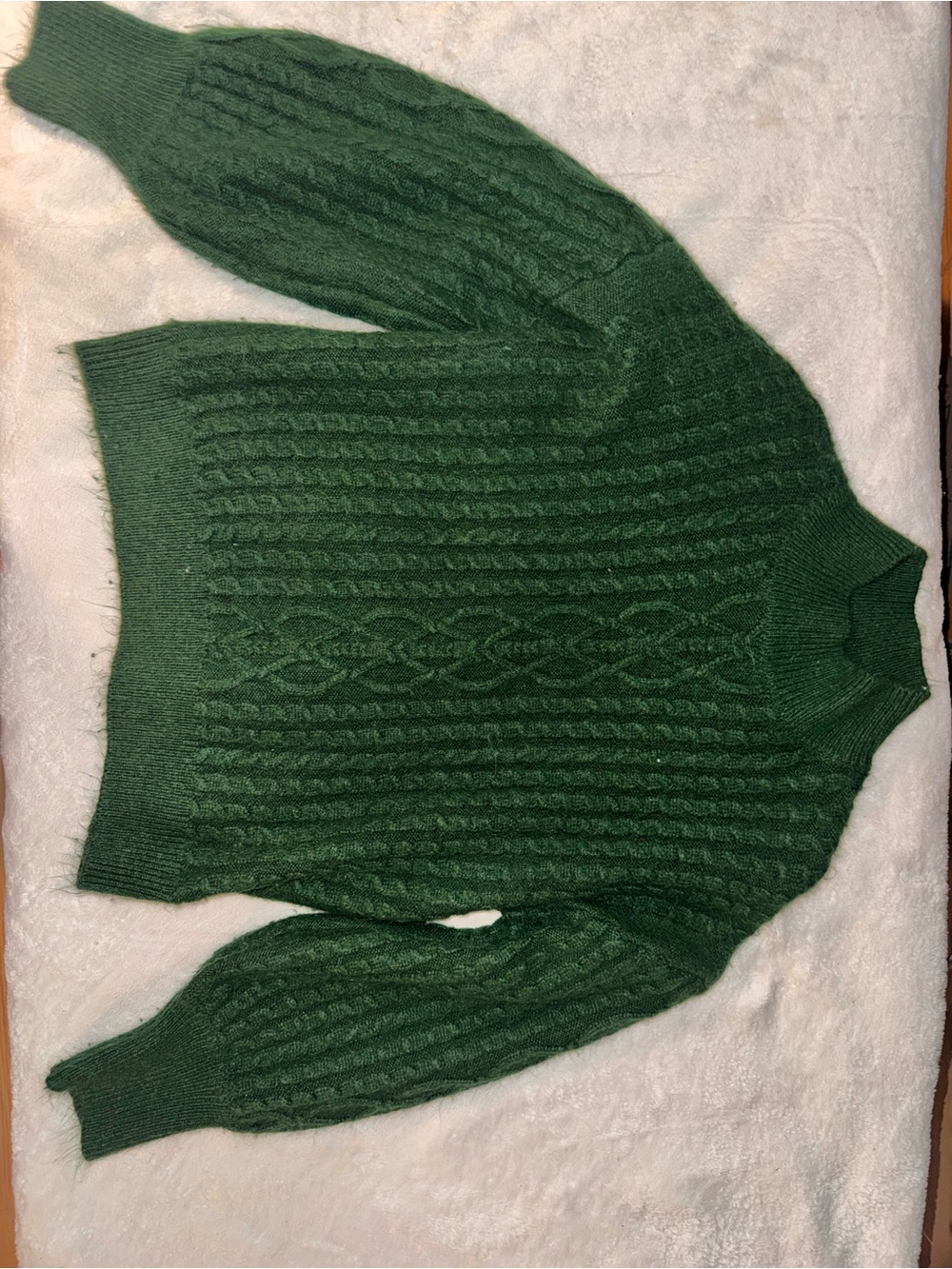 CeCe Dark Green Cable Sweater